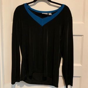 Chico’s V Neck Black and Blue Long Sleeve
